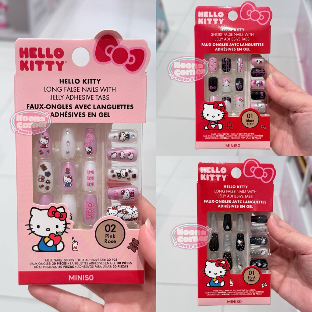 Miniso x Sanrio ‼️ Kuku Palsu / Nail Art Fake Nails / Long False Nails With Jelly Adhesive Tabs Hell