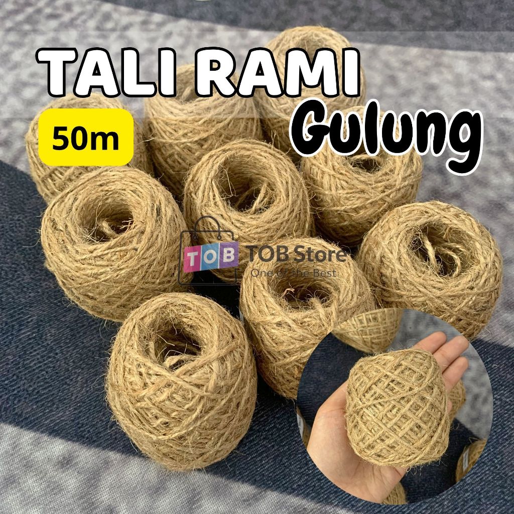 Tali Rami Roll Tali Goni Gulung 50 Meter Jute Twine Tali Souvenir Hiasan Bungkus Parcel Hampers DIY 