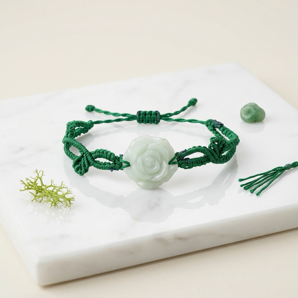 gelang giok mawar | gelang giok cantik | gelang giok wanita | gelang cantik giok | gelang macrame gi