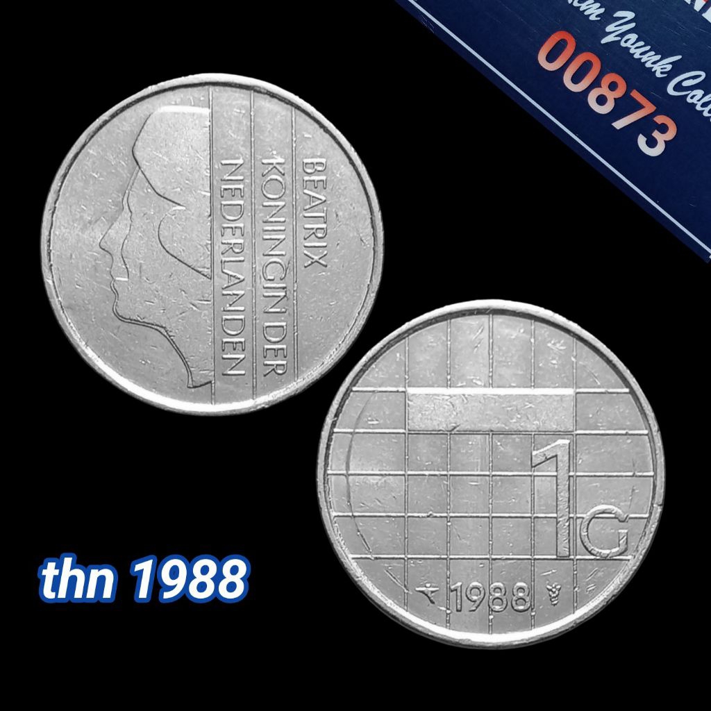 UKA088Coin 1 Gulden (BELANDA) Ratu Beatrix Thn 1988 Detail Bagus Sesuai Difoto