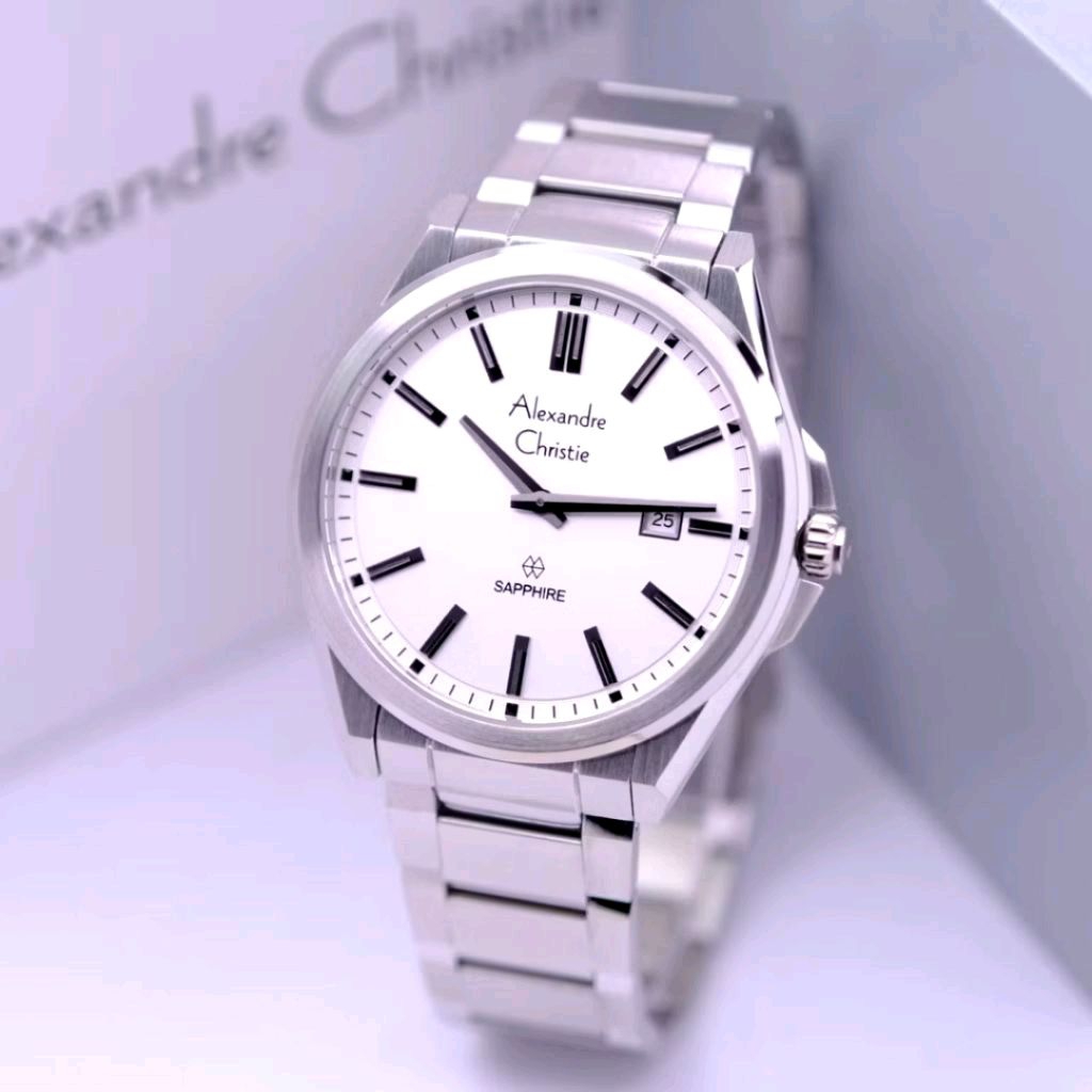 Jam Tangan Pria Alexander Christie AC 8705 Analog Kaca Sapphire Stainless Steel Original & Bergarans