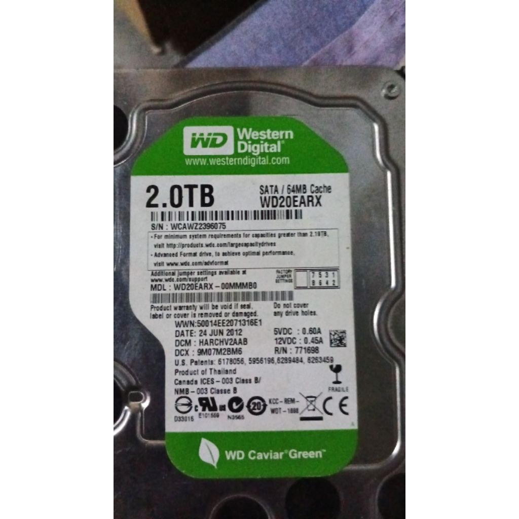 HARDISK WD 2TB NORMAL