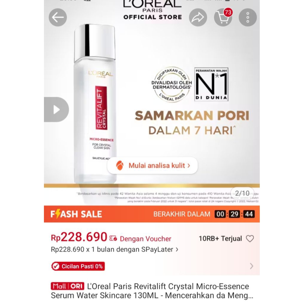 Loreal Revitalift Crystal Micro Essence Oil Free 130ml | Harga NET