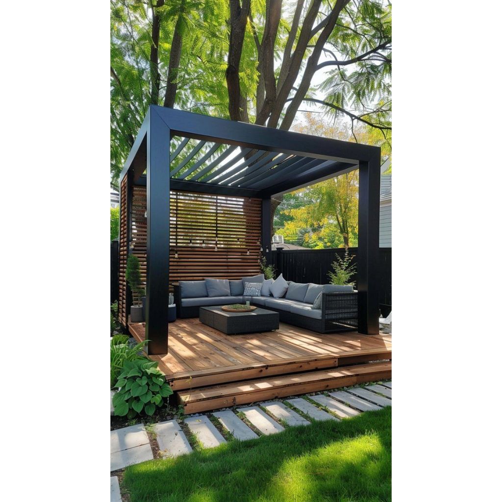 gazebo taman minimalis , gazebo pargola taman minimalis kayu jati , saung gazebo taman minimalis