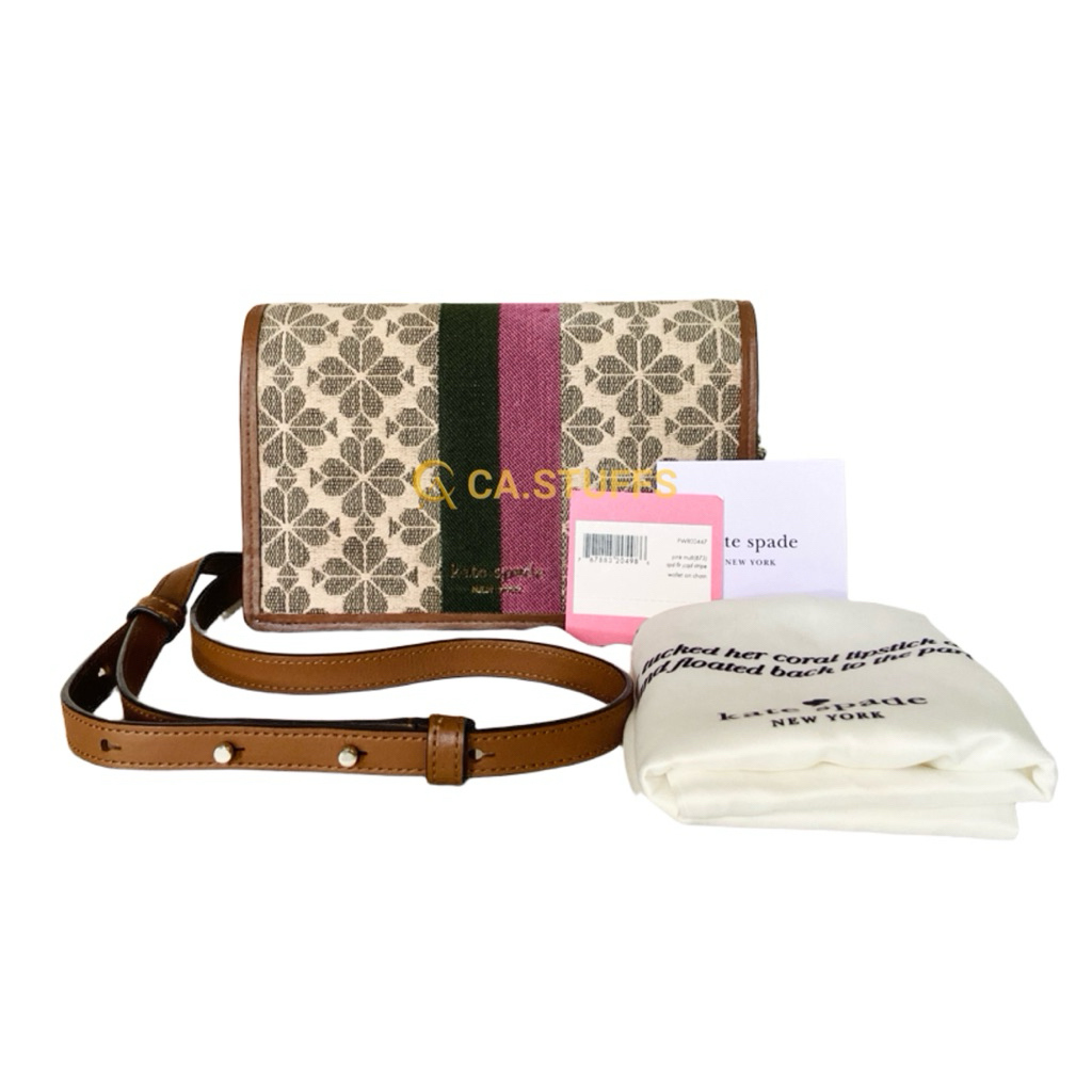 Preloved Kate Spade KS Flower Jacquard Stripe Chain Wallet Crossbody Bag