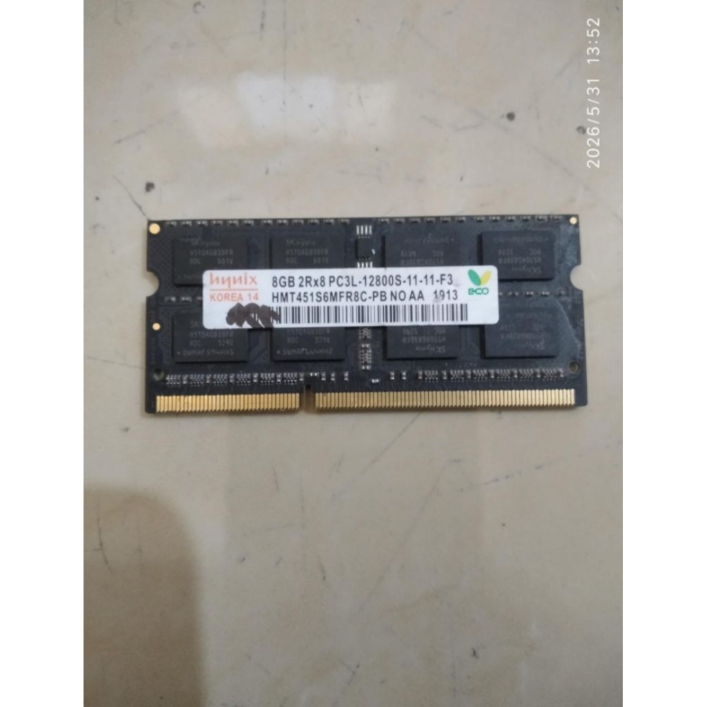 Memory laptop sodimm 8gb PC3L 12800s, mulus, secondMerek            :  HynixBerat              :  40