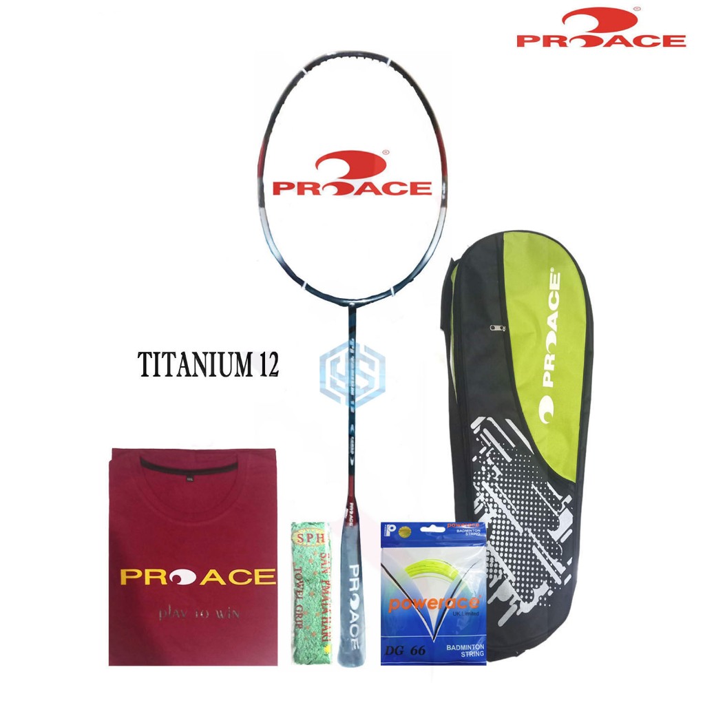 Raket Badminton ProAce Titanium 12 Bonus Komplit Raket Pro Ace Titanium 12