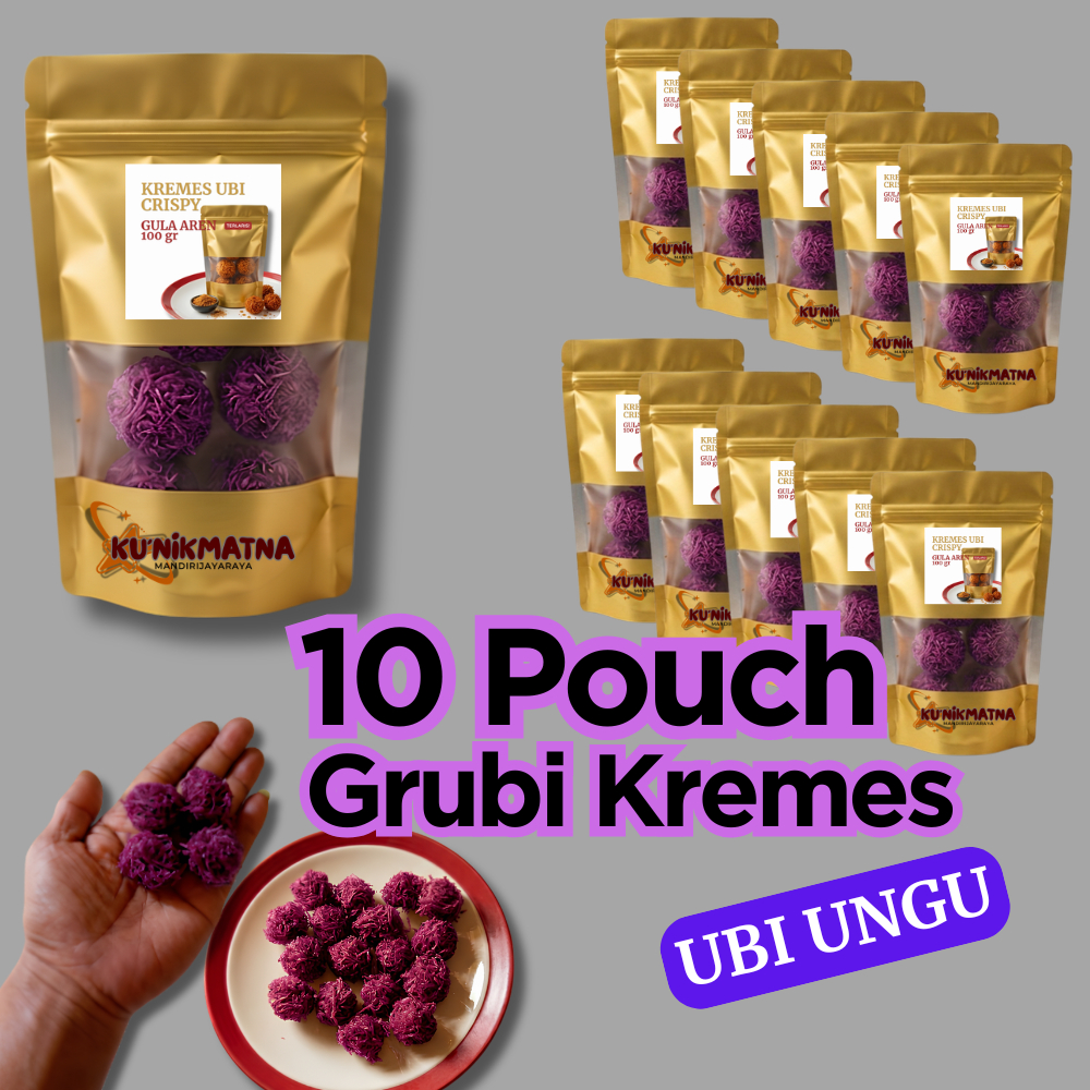 [GROSIR] Kremes Ubi Ungu Cripsey Ku'nikmatna Paket 10 Pouch - Grubi Gula Aren Premium Oleh Oleh Cami