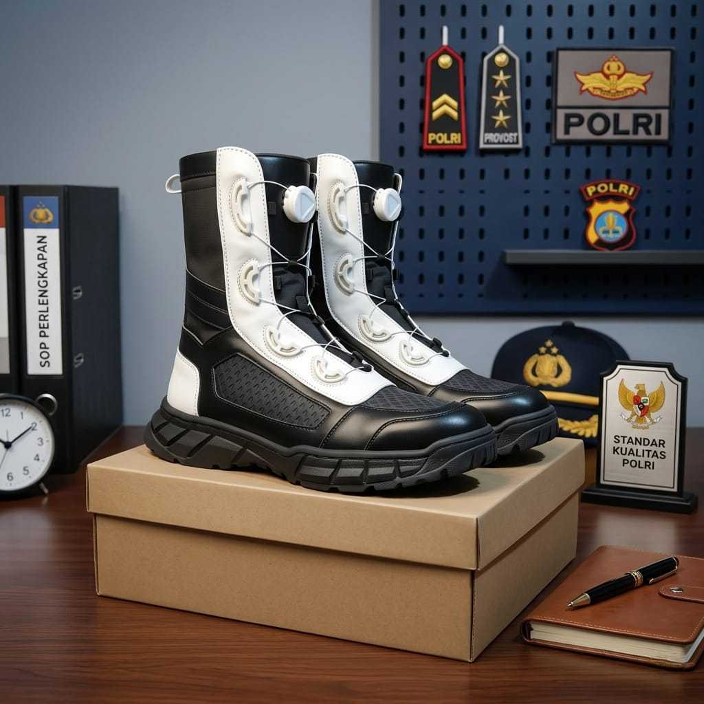 Sepatu PDL Provost Tali Putar Libra Kulit Sapi Sol Empuk Tali Putar Boa Ukuran 39-45