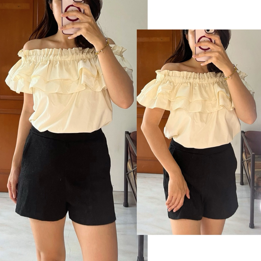 EXPRESS Off Shoulder Ruffle Bodysuit