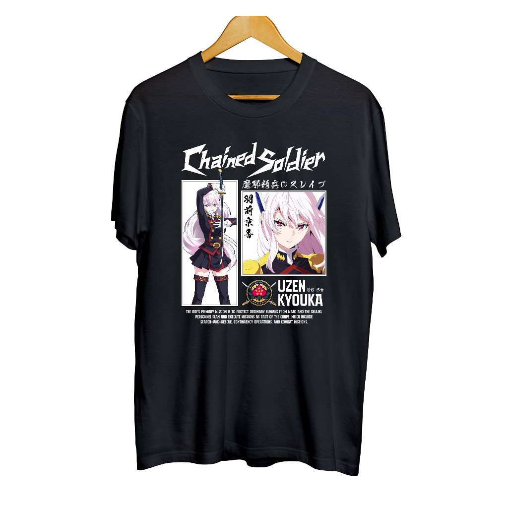 Kaos distro infinite anime  KYOUKA UZEN- CHAINED SOLDIERmaterial combed 30s