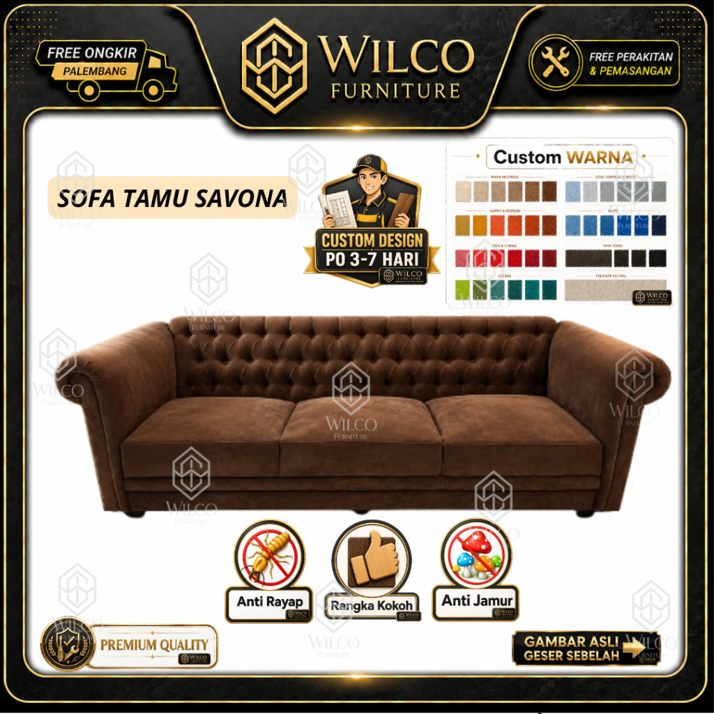 Sofa Tamu Sovana 3 Seater | Sofa Tamu Minimalis Bahan Bludru