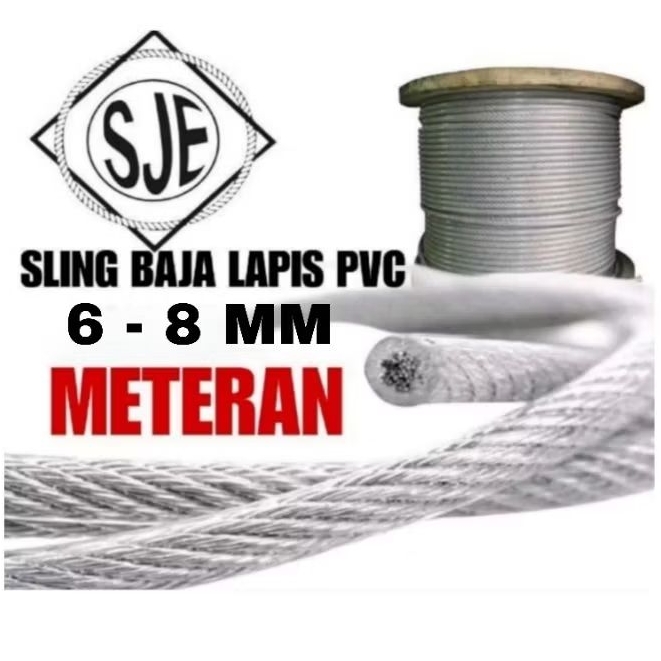 sling baja lapis pvc 8mm / seling baja lapis pvc 8mm / kawat baja lapis pvc 8mm / sling baja 8mm lap