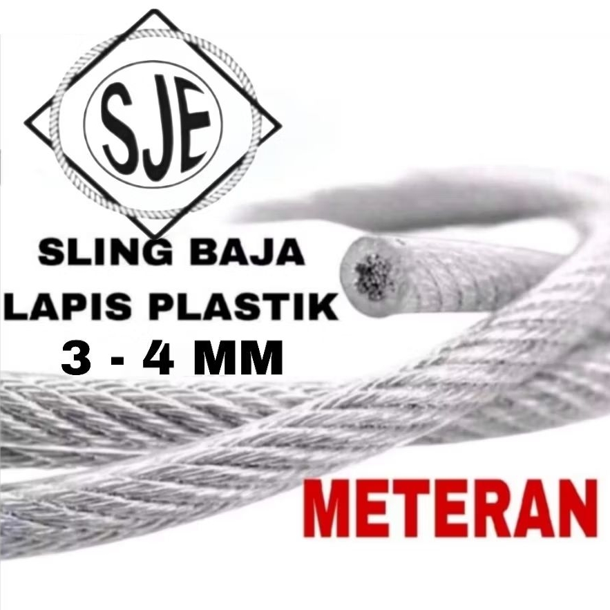 sling baja lapis plastik 4mm / seling baja lapis plastik 4mm / kawat baja lapis plastik 4mm / sling 