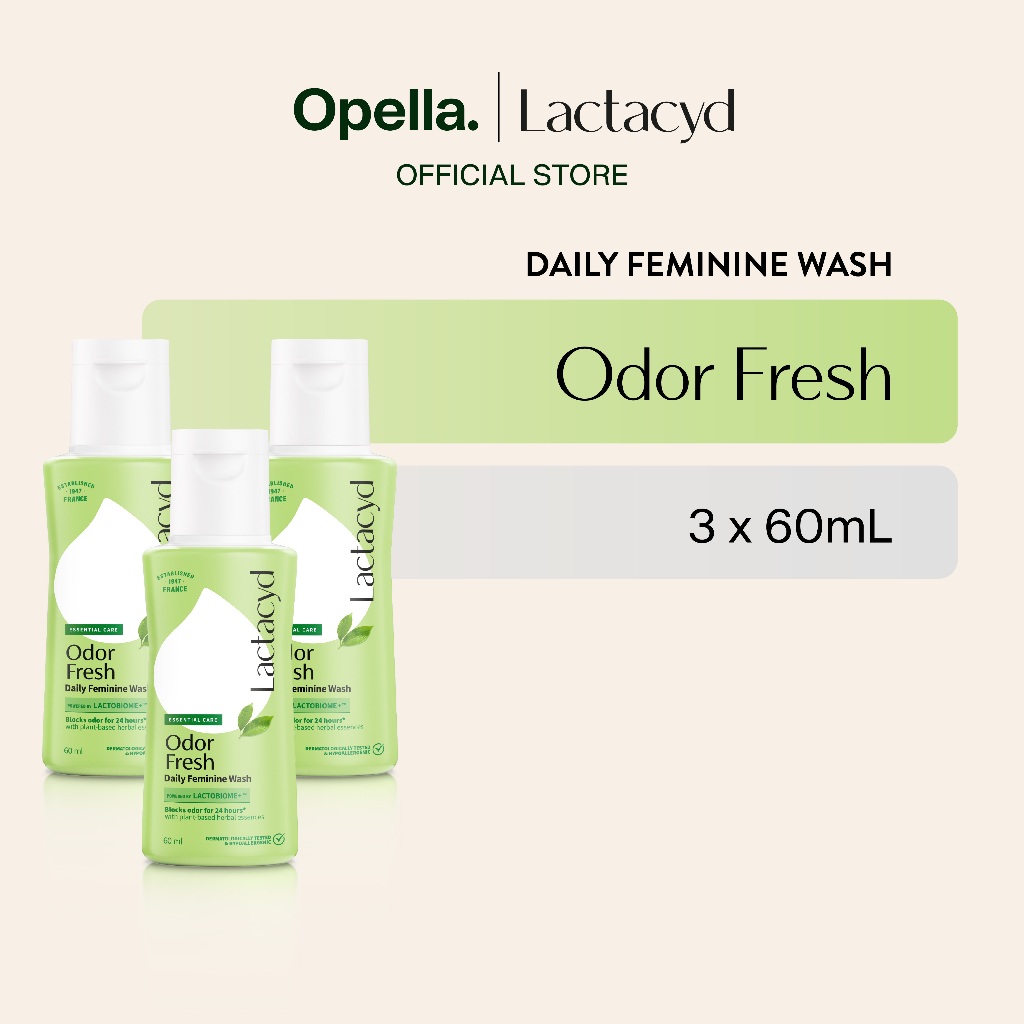 Lactacyd Odor Fresh Feminine Wash 3x60mL - Pembersih Kewanitaan untuk Bebas Bau Tak Sedap 24 Jam