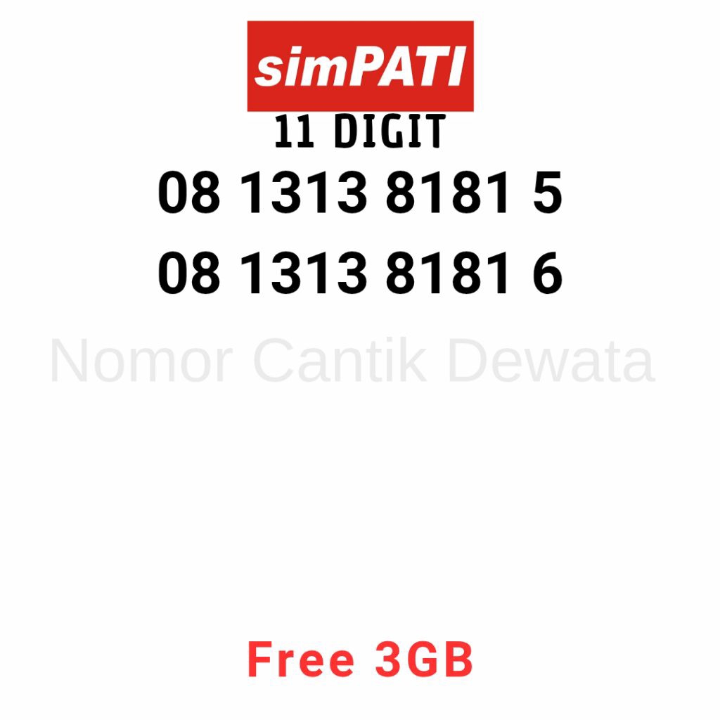 Nomor Cantik Simpati 11 Digit Seri 1313 8181, Nomor Cantik Telkomsel, Nomer Cantik