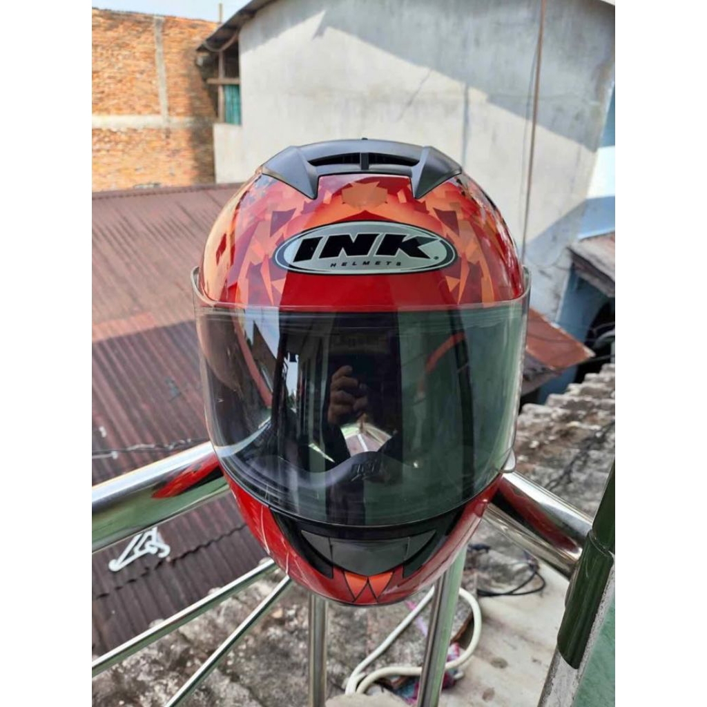 Helm Ink Fullface Motif Limited CL-Max Seri #6 Black Red Fluo