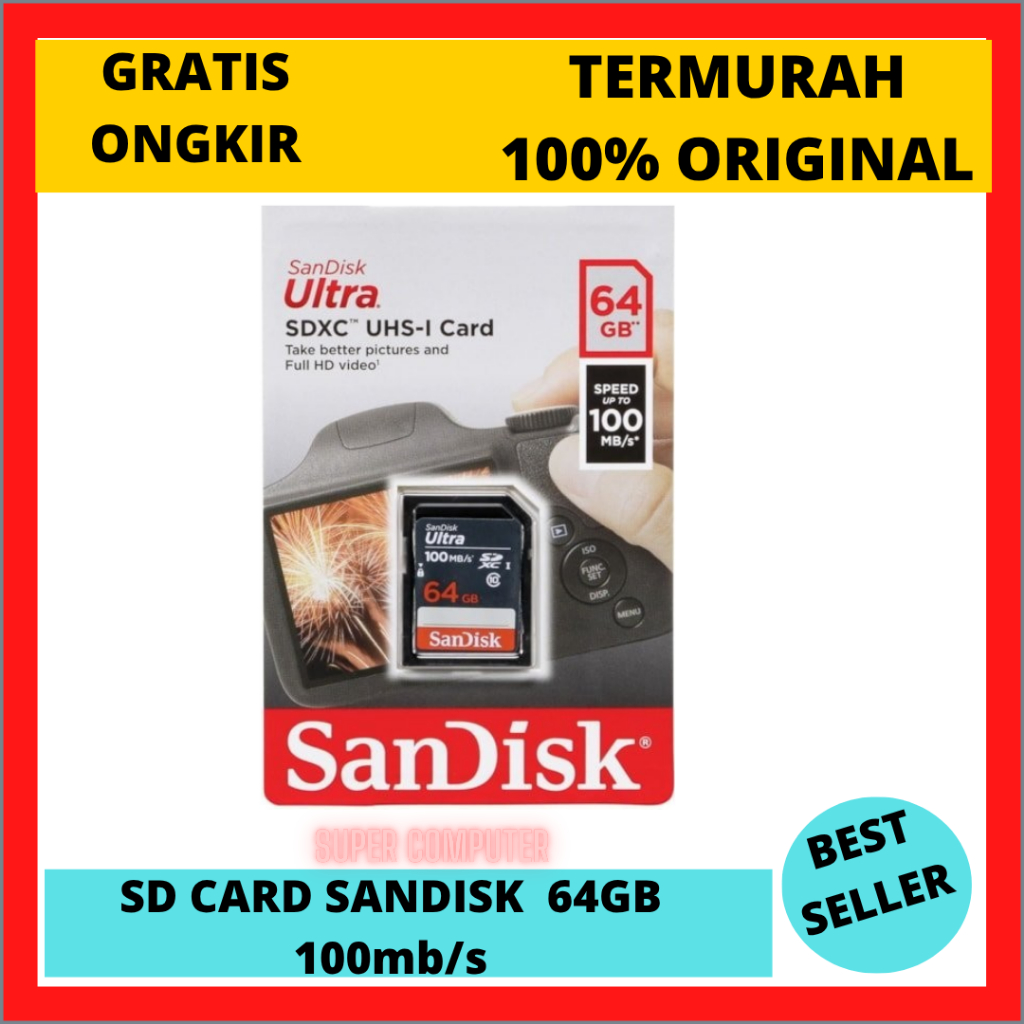 SD CARD SANDISK ULTRA SDXC 64GB 100mbps / MEMORI KAMERA/100% ORI