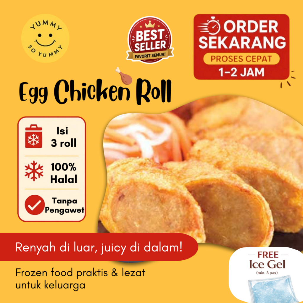 Makanan Beku Frozen Jumbo Egg Chicken Roll Bento Hokben Ayam