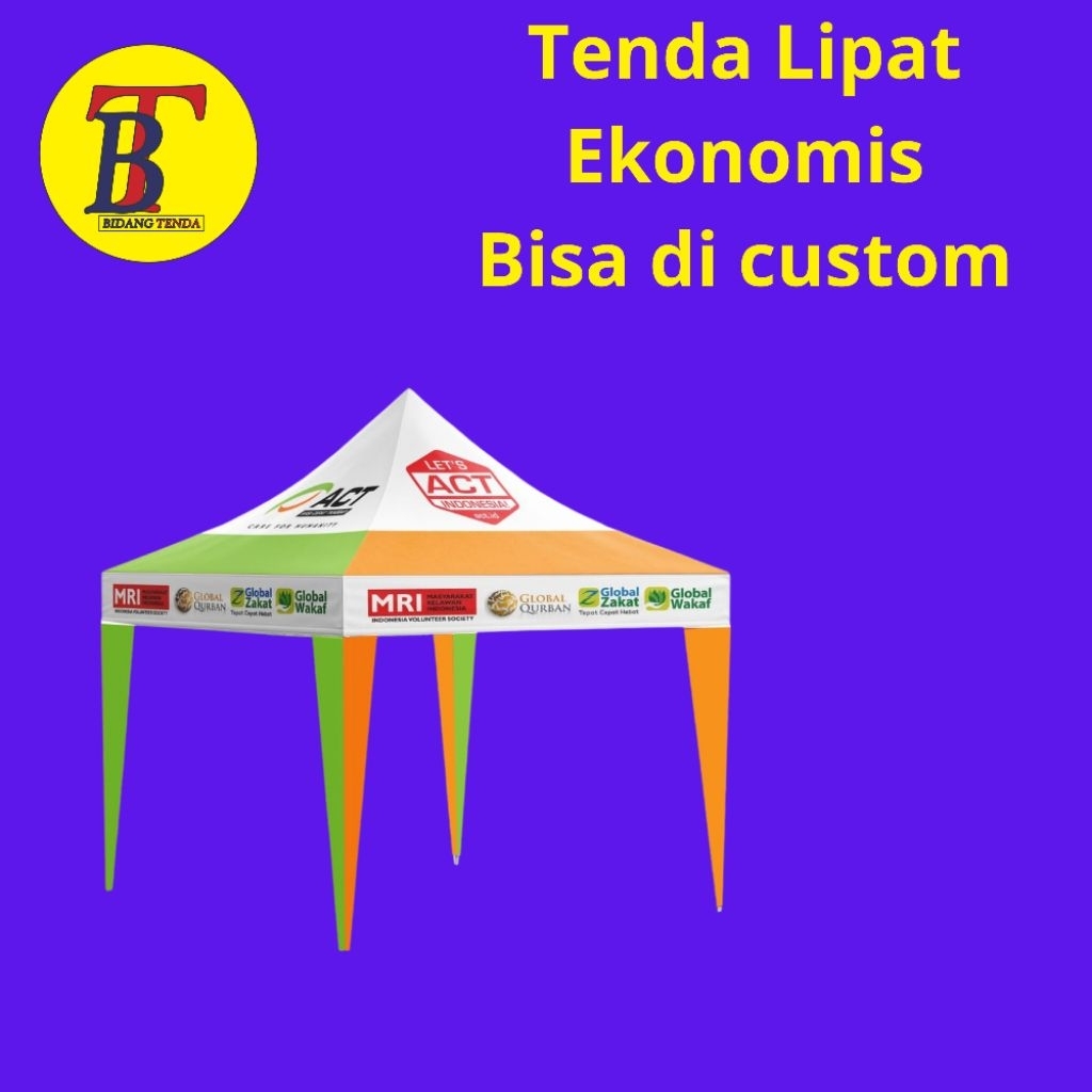 tenda lipat rangka standar ukuran 3x3 custom