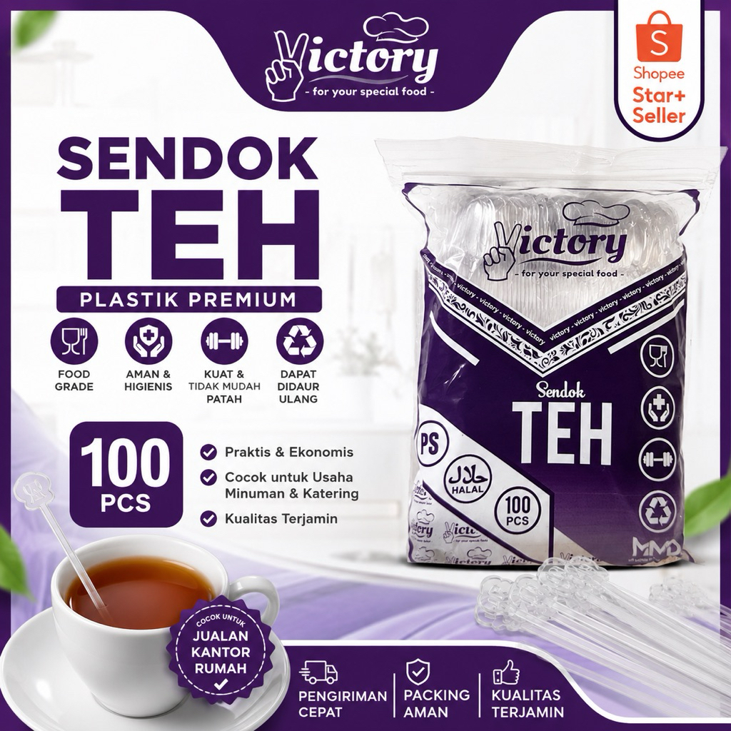 SENDOK TEH PLASTIK VICTORY ISI 100 PCS