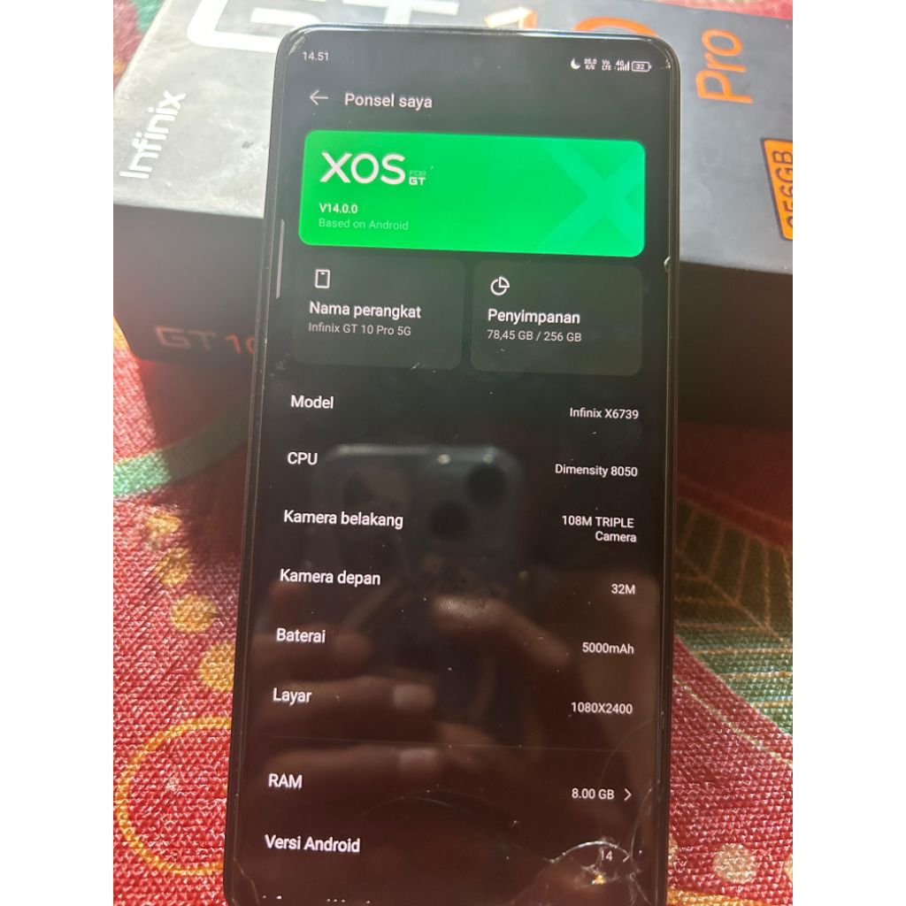 INFINIX GT 10 PRO 5G 8+8/256 SECOND MINUS FULL SETT BACA DESKRIPSI