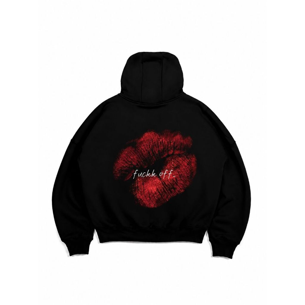 UNDEAD Hoodie Boxy Oversize Pria Wanita Tebal 280-300Gsm KISS FUC HITAM Unisex hudi kece skena  cowo
