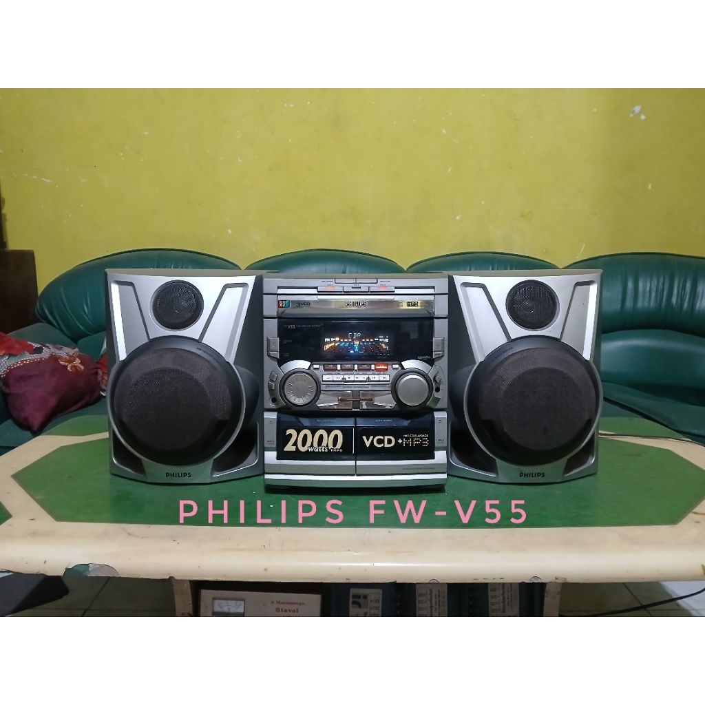 Hifi Compo PHILIPS FW-V55 Terawat Tape Kaset Ok