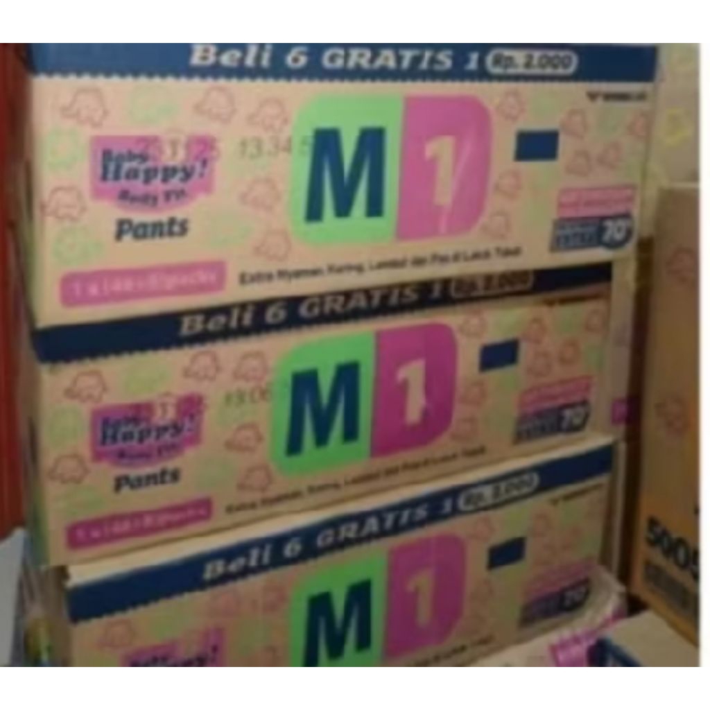 Pampers baby happy ukuran M 1 karton 8 renceng 1 renteng 7pcs