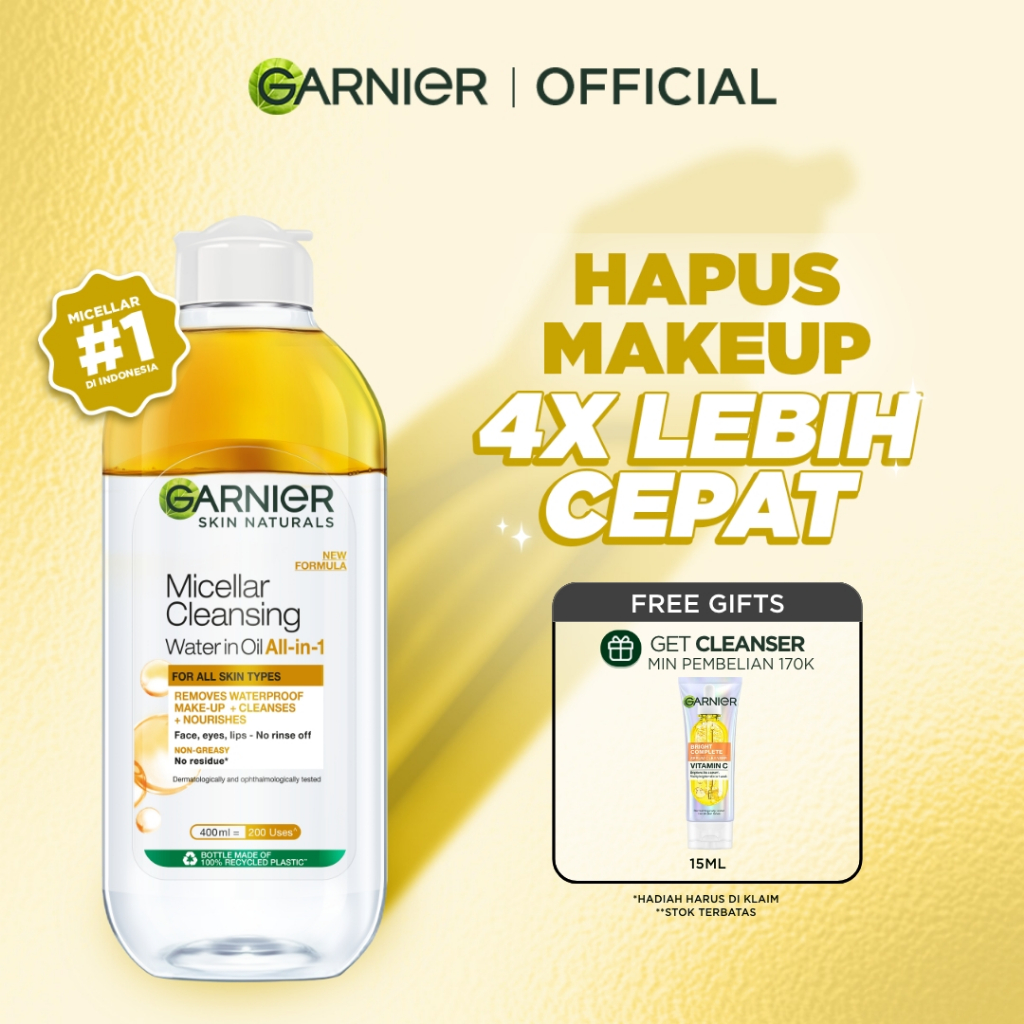 GARNIER Micellar Water Oil Infused Cleansing Oil Biphase Skin Care 400ml Skincare Cleansing - Pember