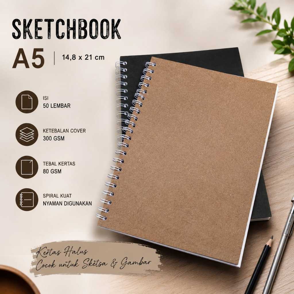 Sketchbook A5 Isi 100 Halaman 50 Lembar Sketch Book Isi 3 Varian Warna Buku Sketsa Cover vintage