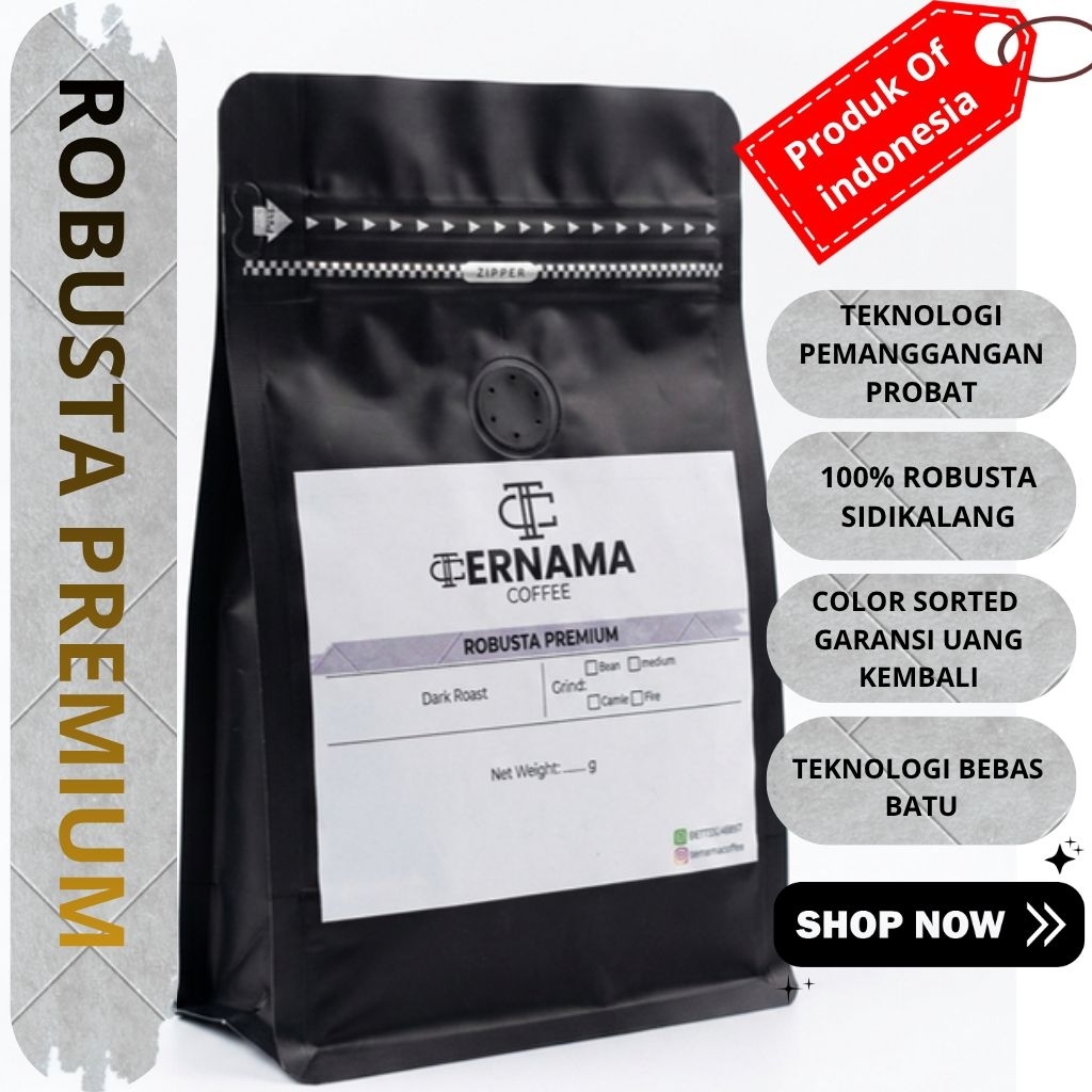 Ternama Kopi Robusta Sidikalang Premium 200g | Roated Coffee Beans | Premium Grade 1