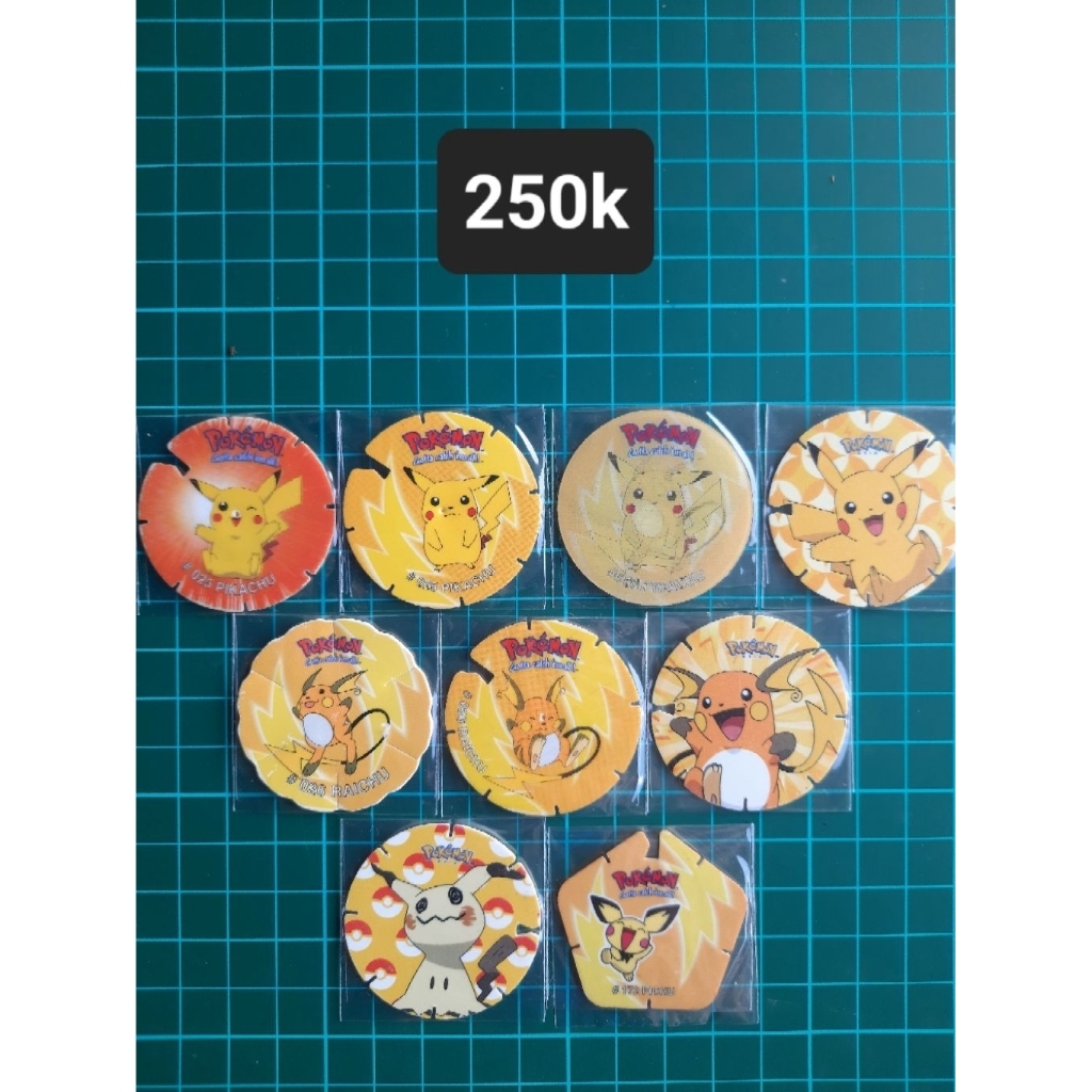 tazos pokemon pikachu raichu set spin smash