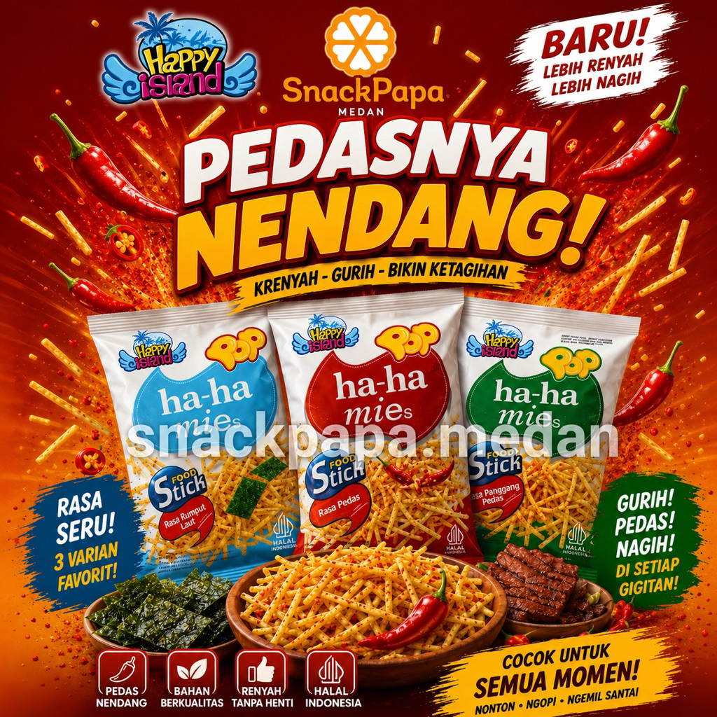 HAPPY ISLAND HAHA MIE [1 PACK ISI 10 BUNGKUS @20G] | HA-HA POP MIES | HAHA POP MIE | HAPPY ISLAND SN