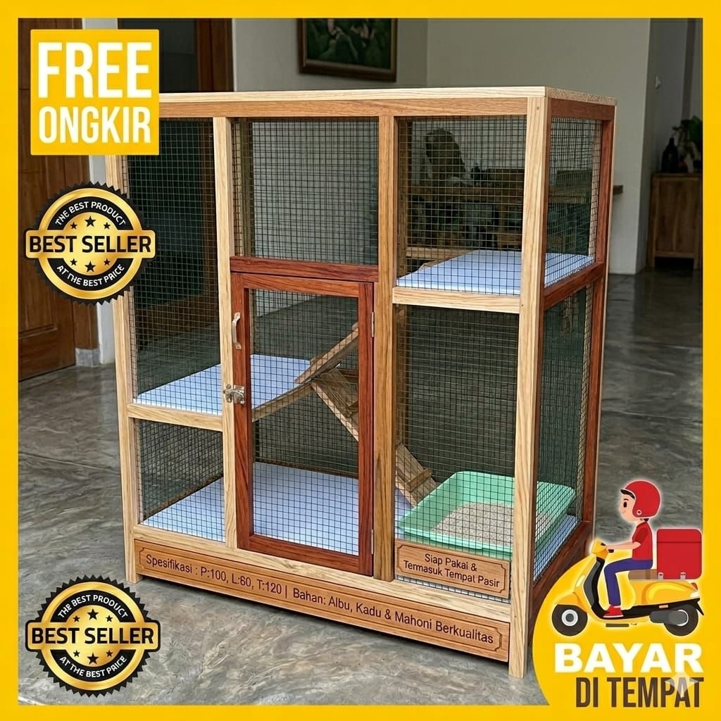 Kandang Kucing besar / kandang kucing 3 lantai / kandang kucing kayu BL909