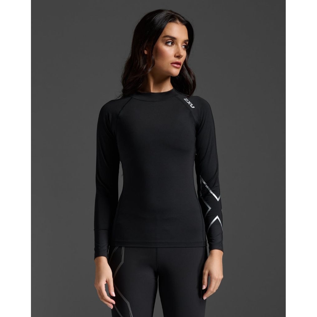 womens compression top long sleeve 2xu || long sleeve wanita tipe ptes body logo X