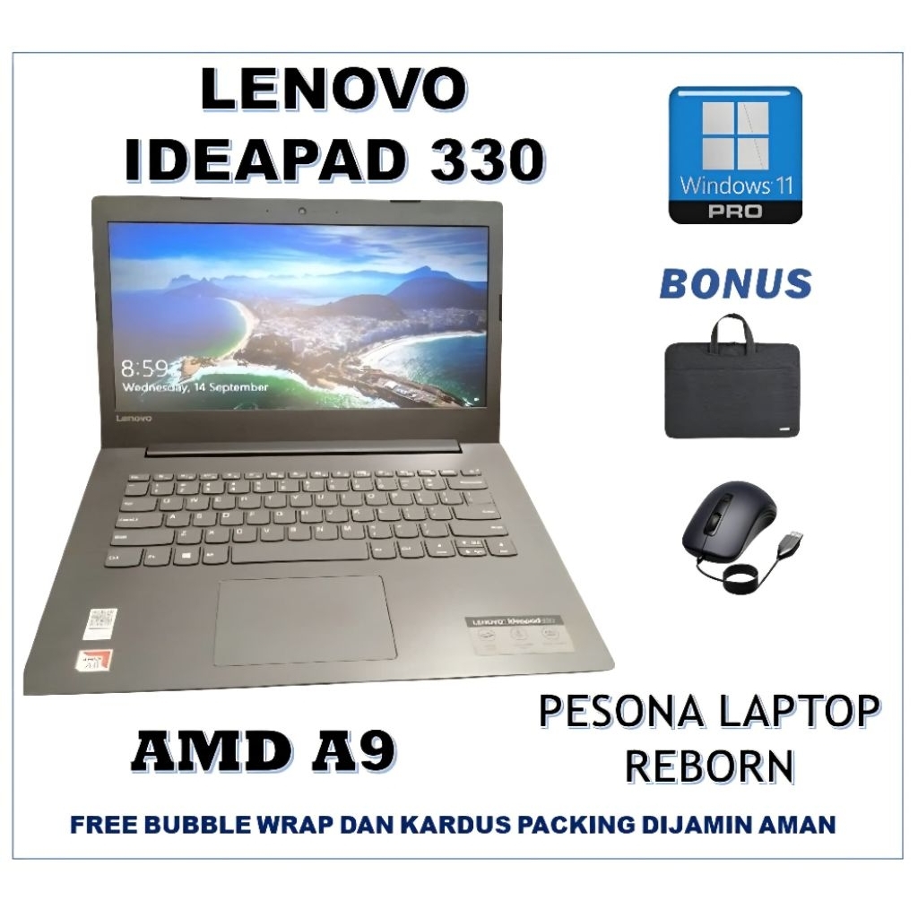 Laptop Lenovo Ideapad 330 Amd A9 Radeon R5 Laptop Desain Laptop Mahasiswa Pelajar Pekerja Sudah SSD