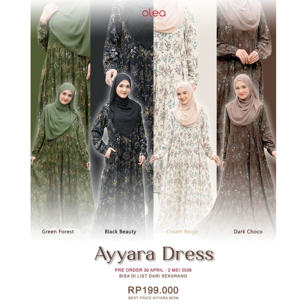 OLEA - GAMIS AYYARA DRESS MOM & KIDS | GAMIS RAYON DAILY | RAYON DIAMOND