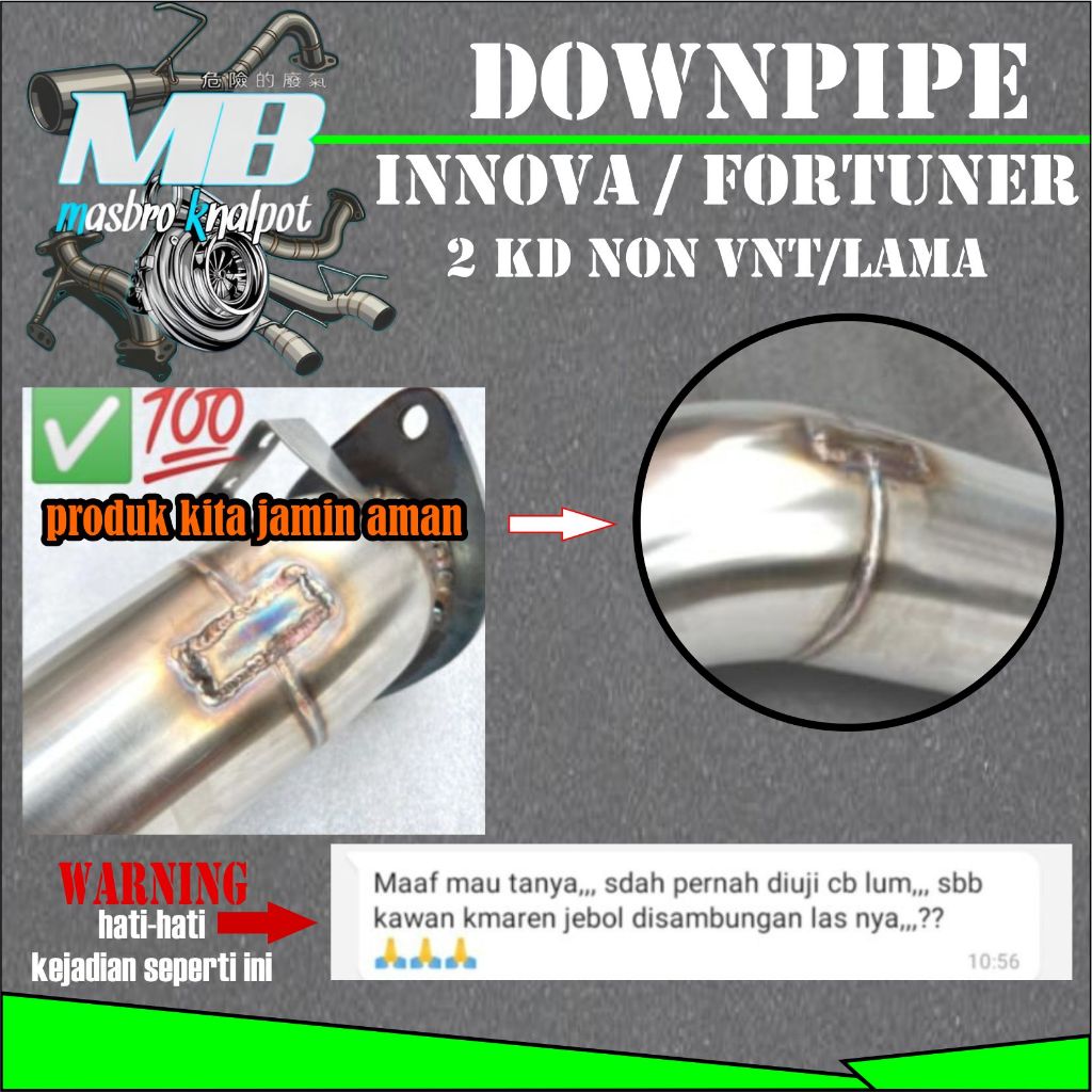 DOWNPIPE INNOVA 2KD INNOVA LAMA 2KD FORTUNER 2KD NON VNT