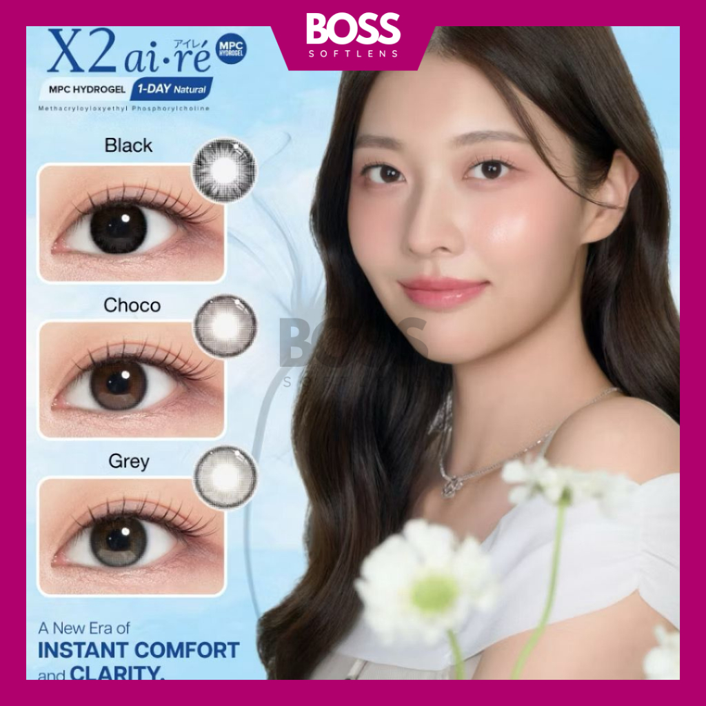 SOFTLENS X2 AIRE 1 DAY COLOR 14,2 MM G.DIA 12,8MM & 13MM BY X2 FREE LENSCASE / SOFLEN / SOFLENS / SO