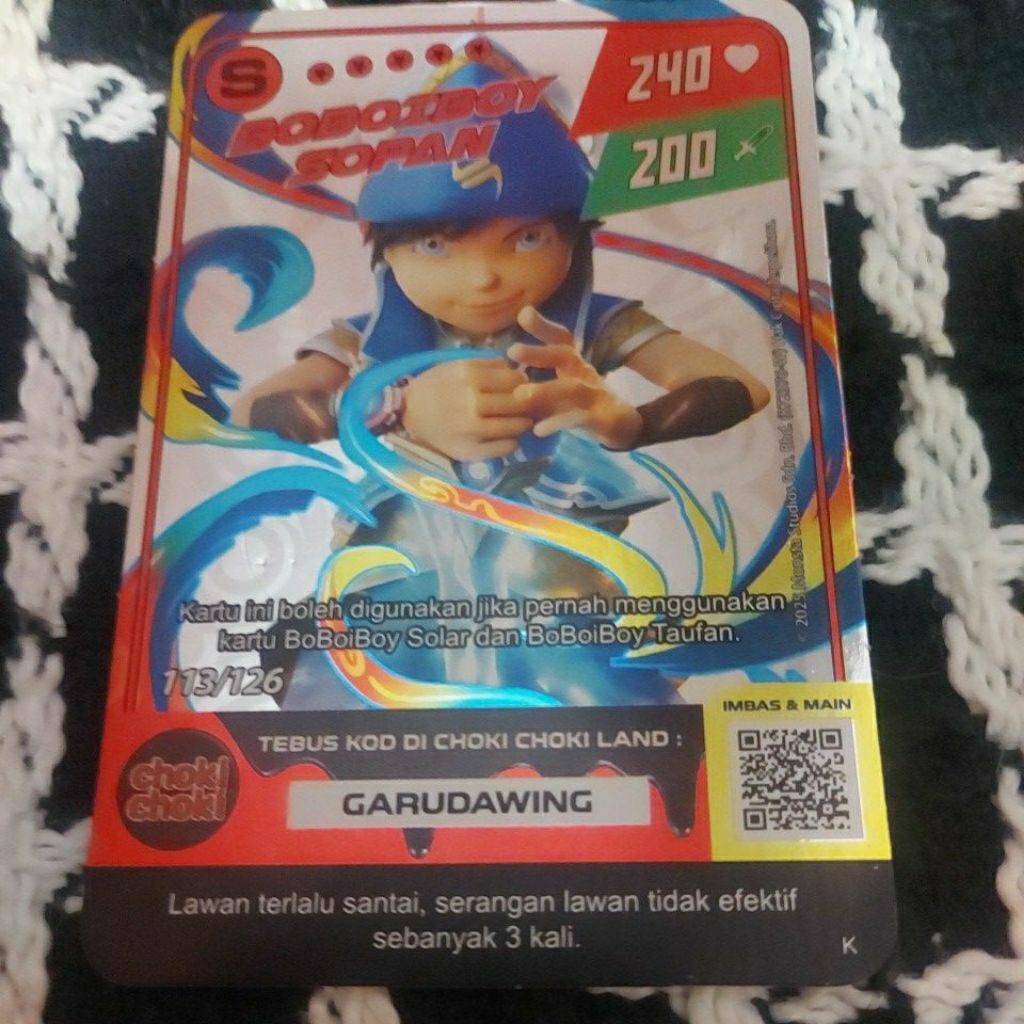 monsta galaxy card boboiboy sopan tier s choki choki