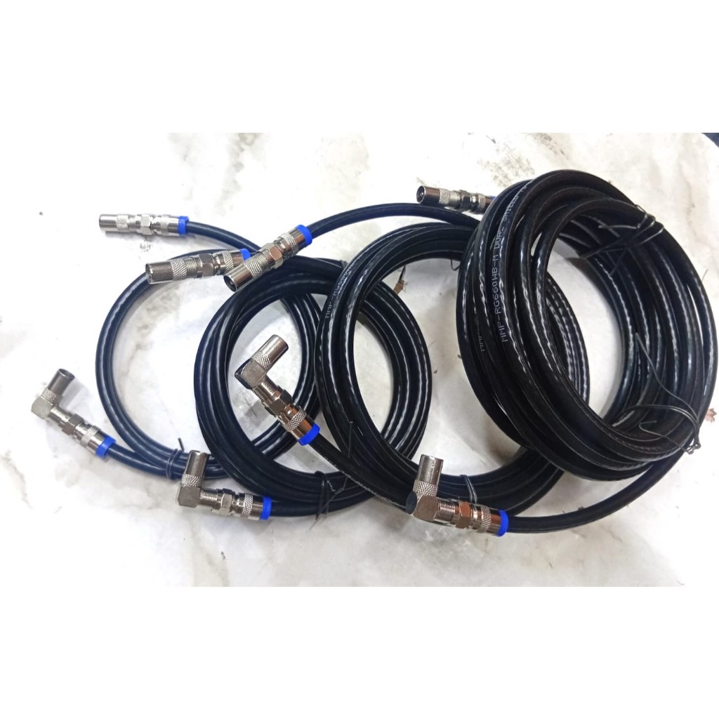 kabel antena tv + jack konektor Kabel tv siap pakai