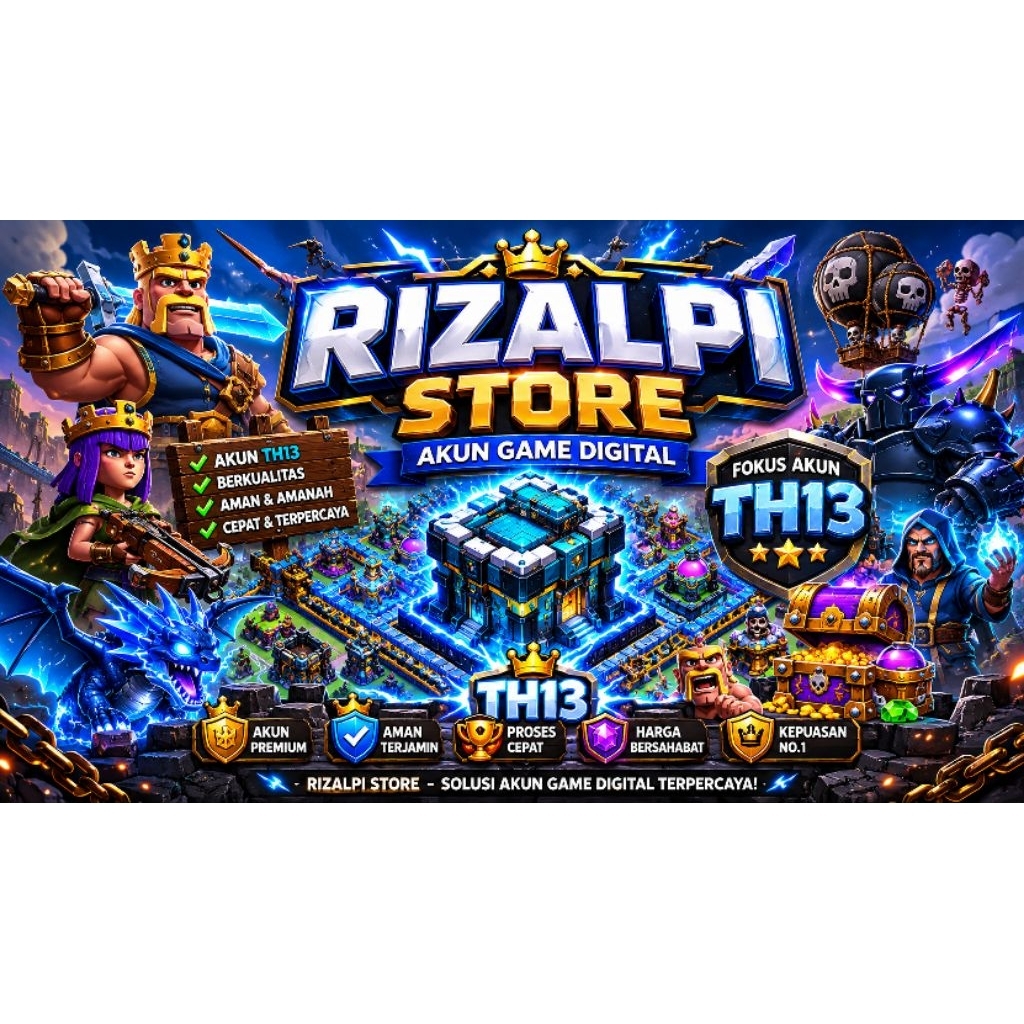 JUAL AKUN GAME CLASH OF CLANS TH 13 TERMURAH DAN TERBARU