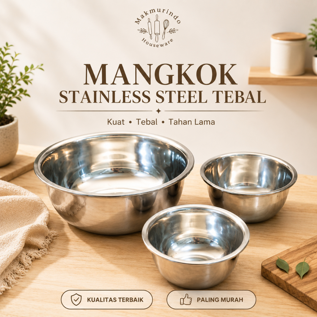 6 Pcs Mangkuk Stainless Steel Tebal Anti Karat Baskom Makan Korea Serbaguna Tahan Panas Mangkok Stai