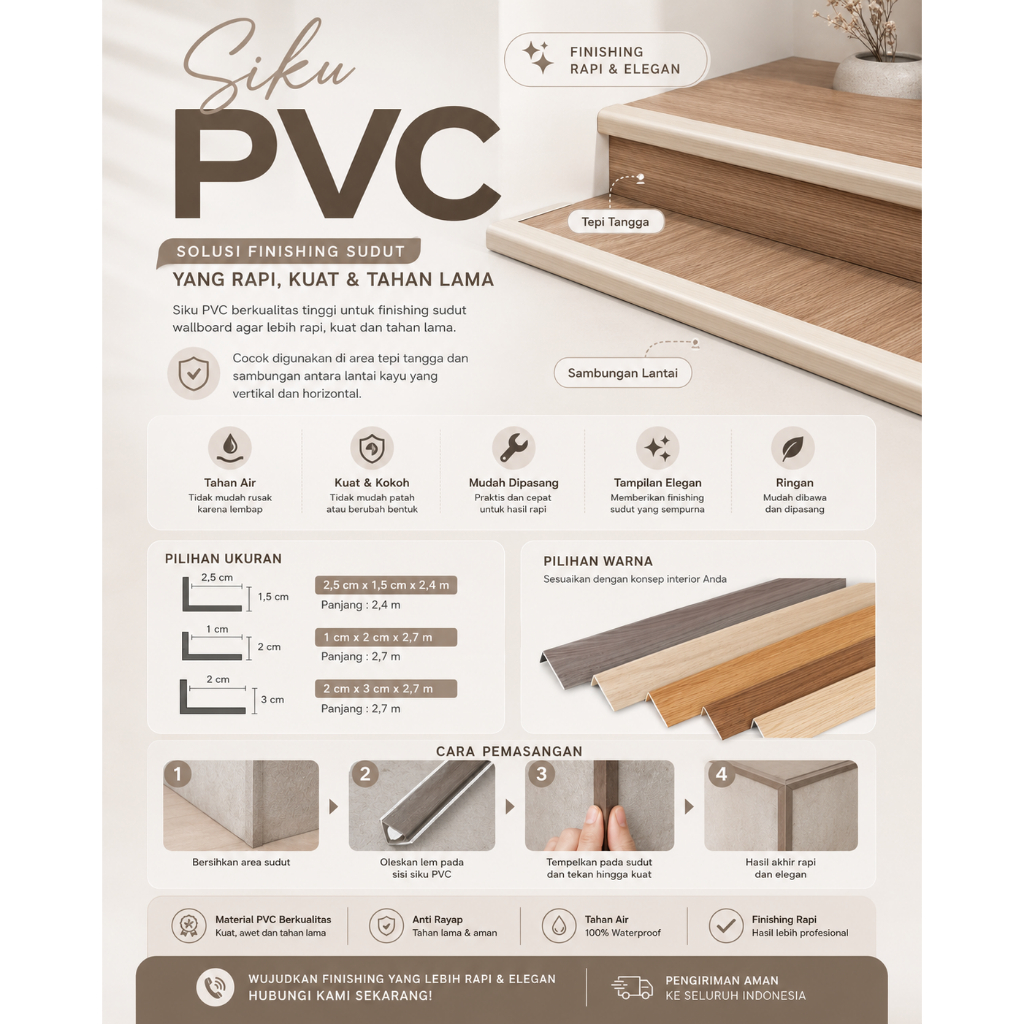 Siku Bahan PVC | List Tepi Tangga | List Sambungan Lantai