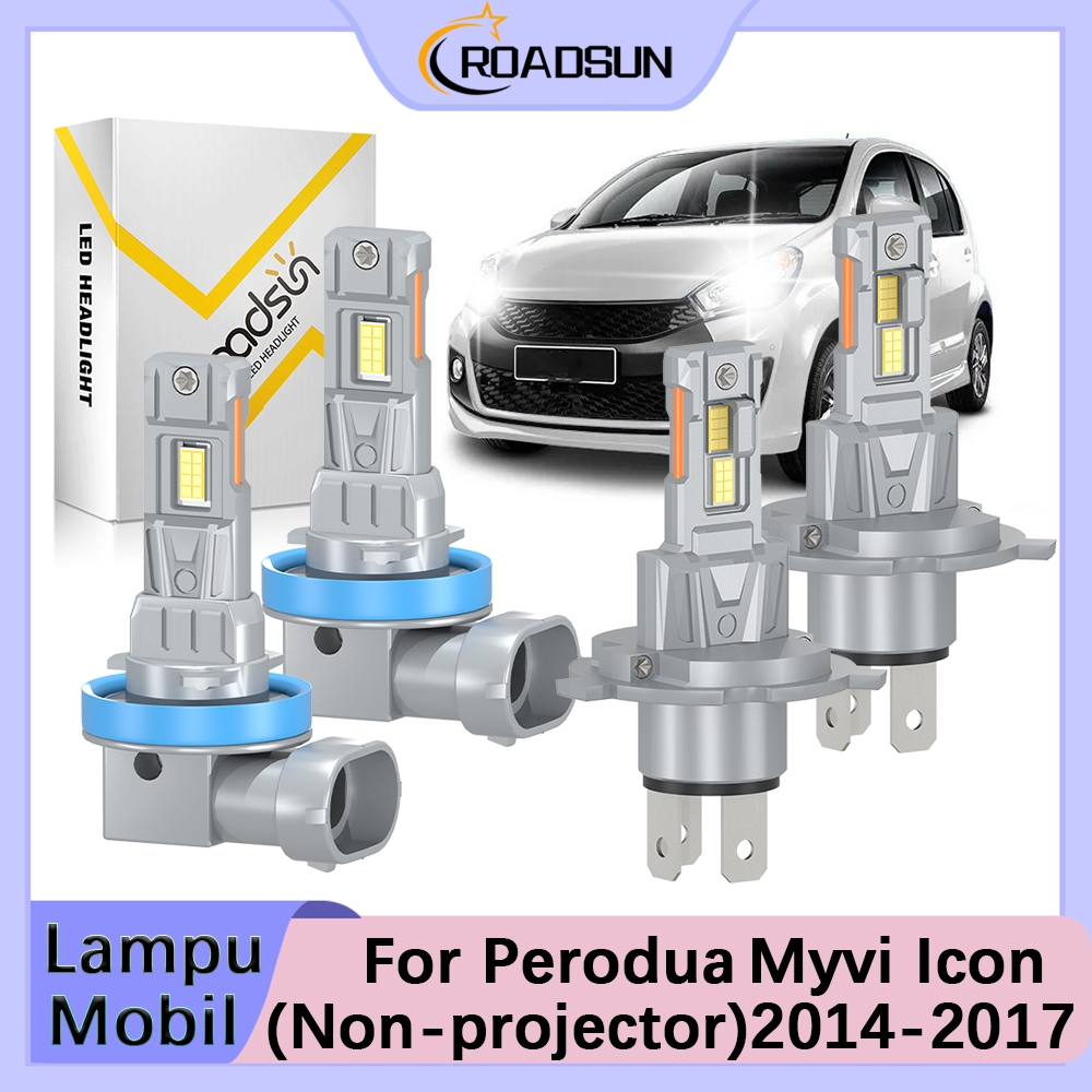 [For Perodua Myvi Icon(Non-projector) 2014-2017] 2PCS LED Lampu Depan Mobil Hi/Lo Beam Fog Light 12V