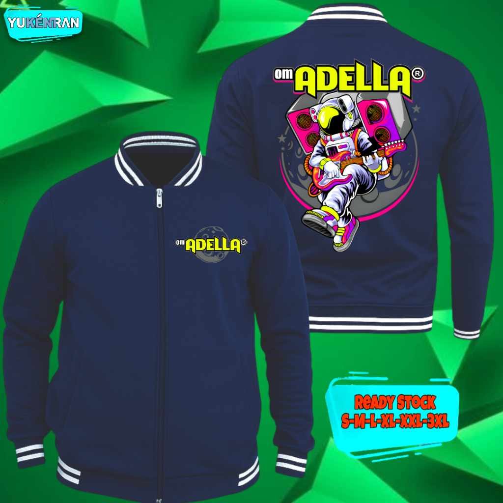 VARSITY JAKET MUSIC STREETWEAR OM ADELLA AMC TO THE MOON DESIGN CASUAL BAHAN COTTON PREMIUM