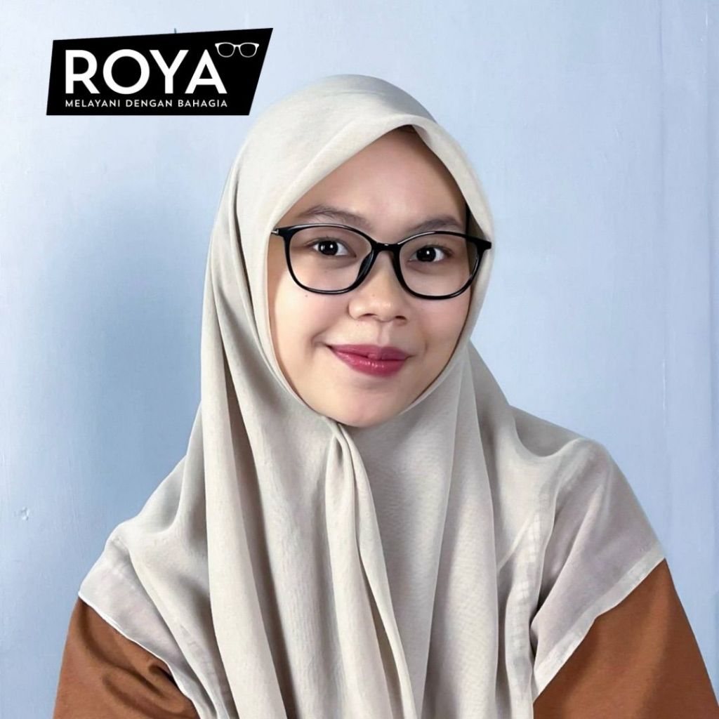 ROYA - Kacamata Kotak Semi Cateye TR90 8150 Kokoh Kuat Ringan Untuk Pelajar Kuliah Simple Casual Min