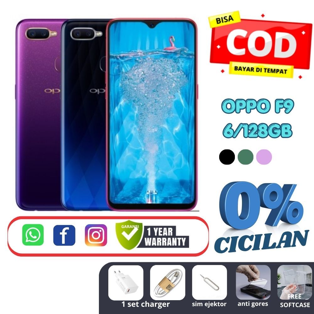OPPO F9 RAM 6/128GB DUAL KAMERA GARANSI 1 TAHUN