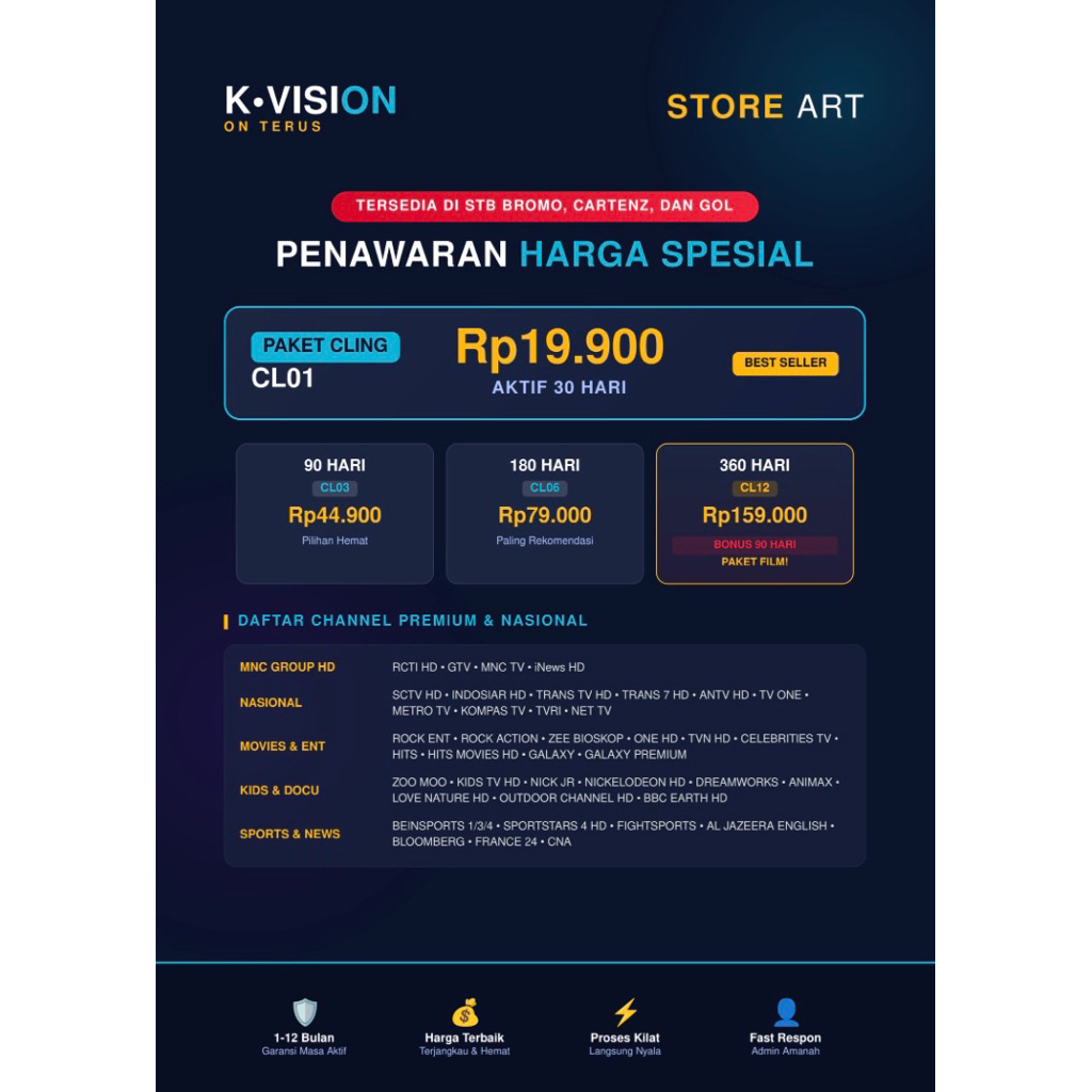 Paket K Vision Cling 6 Bulan